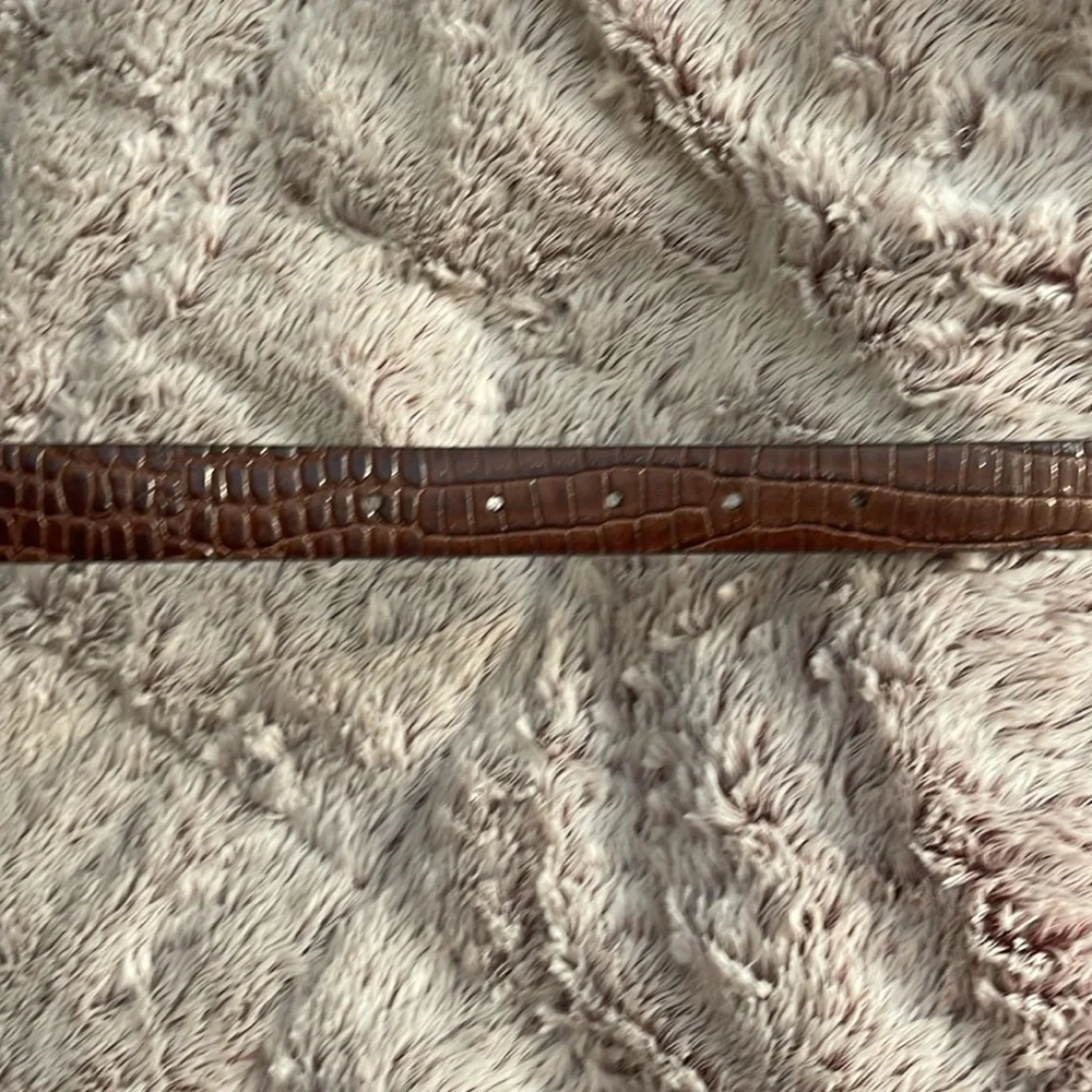 Liz Claiborne Y2K belt brown moc croc with colorful rhinestone buckle women Sz L